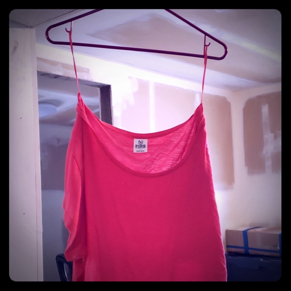 Pink off the shoulder loose shirt